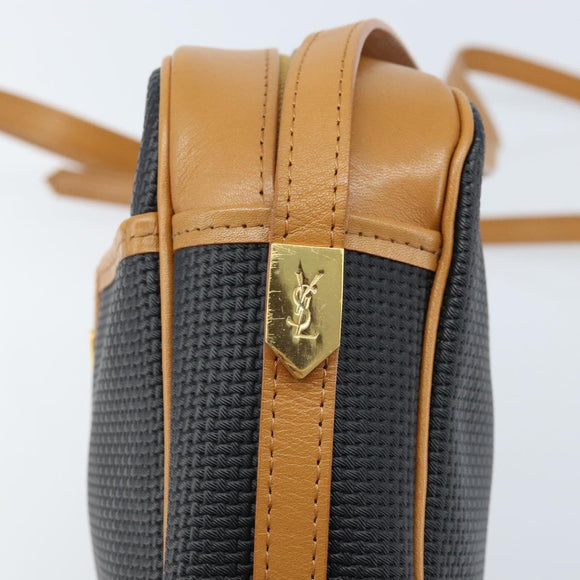 SAINT LAURENT Shoulder Bag PVC Navy Gold Auth am10861V