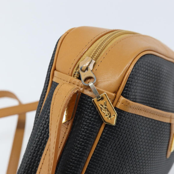 SAINT LAURENT Shoulder Bag PVC Navy Gold Auth am10861V