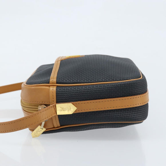 SAINT LAURENT Shoulder Bag PVC Navy Gold Auth am10861V