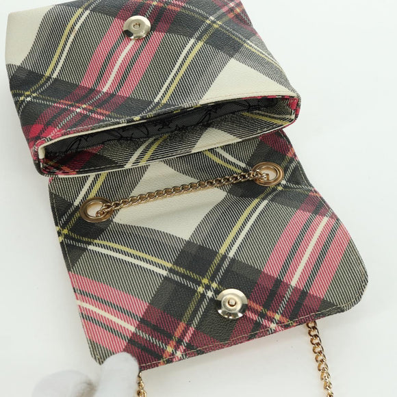 Vivienne Westwood Check Chain Shoulder Bag PVC Multicolor Gold Auth am10863V