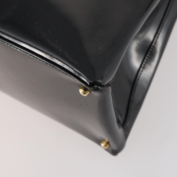GUCCI Tote Bag Patent leather 2way Black Gold 000 1669 0503 Auth am10865