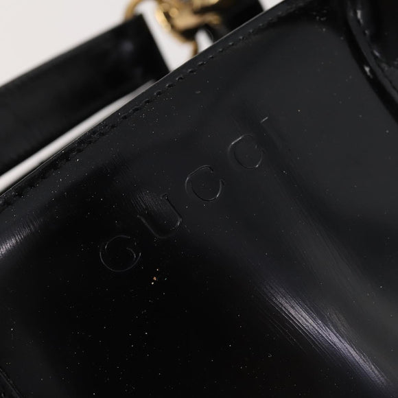 GUCCI Tote Bag Patent leather 2way Black Gold 000 1669 0503 Auth am10865