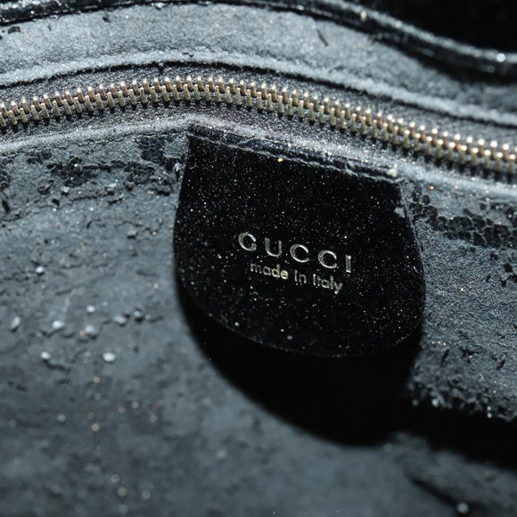 GUCCI Tote Bag Patent leather 2way Black Gold 000 1669 0503 Auth am10865