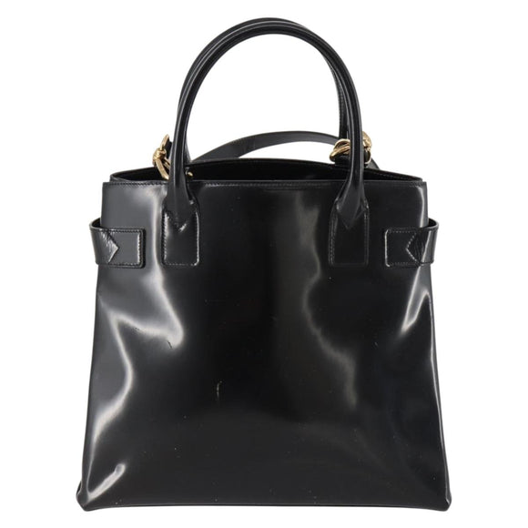 GUCCI Tote Bag Patent leather 2way Black Gold 000 1669 0503 Auth am10865