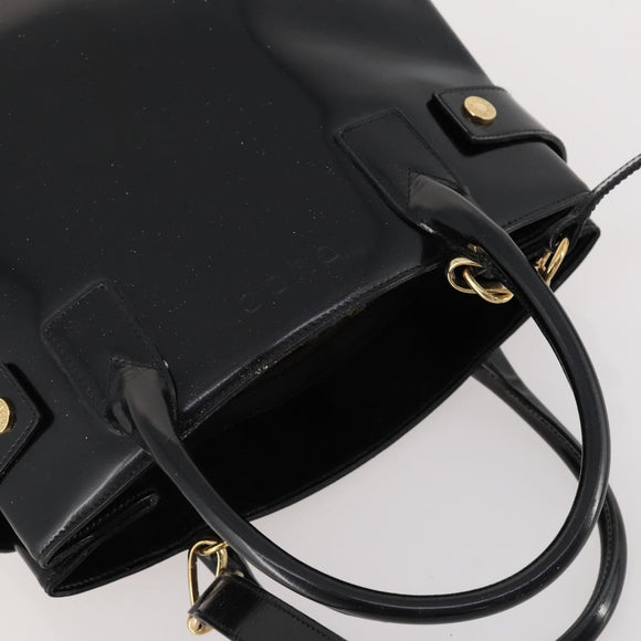 GUCCI Tote Bag Patent leather 2way Black Gold 000 1669 0503 Auth am10865