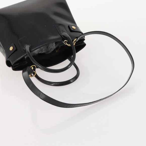 GUCCI Tote Bag Patent leather 2way Black Gold 000 1669 0503 Auth am10865