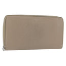 CELINE Long Wallet Leather Beige Silver Auth am10868-1