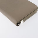CELINE Long Wallet Leather Beige Silver Auth am10868-11