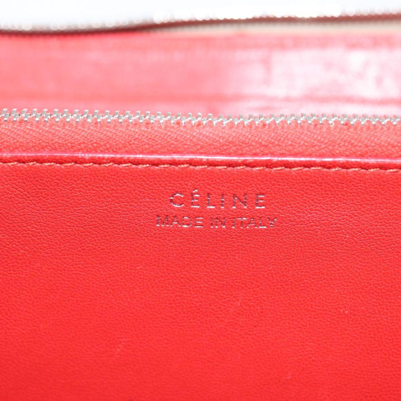 CELINE Long Wallet Leather Beige Silver Auth am10868