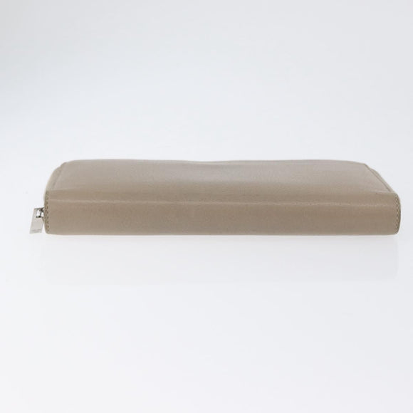 CELINE Long Wallet Leather Beige Silver Auth am10868