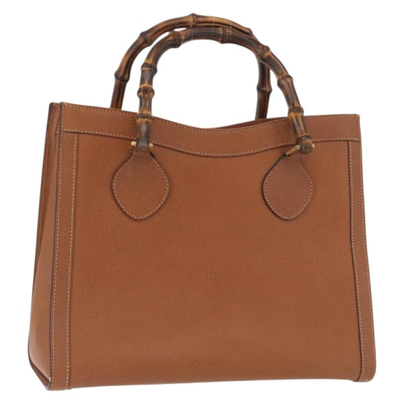 GUCCI Bamboo Hand Bag Leather Brown Gold 002 2853 0260 0 Auth am10871