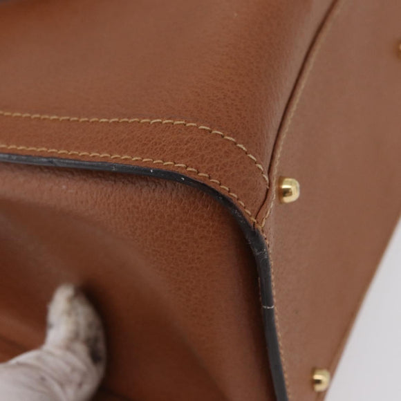 GUCCI Bamboo Hand Bag Leather Brown Gold 002 2853 0260 0 Auth am10871
