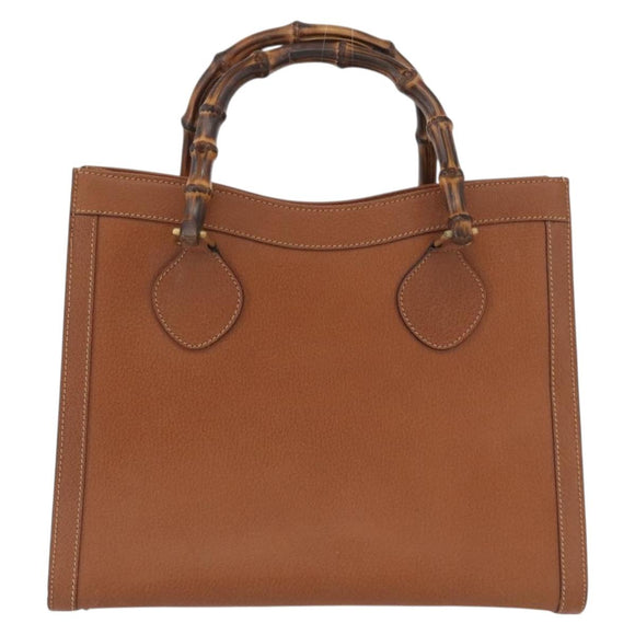 GUCCI Bamboo Hand Bag Leather Brown Gold 002 2853 0260 0 Auth am10871