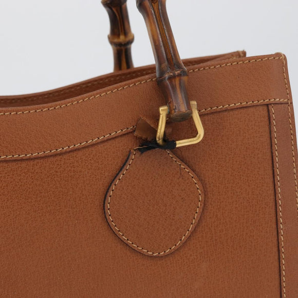 GUCCI Bamboo Hand Bag Leather Brown Gold 002 2853 0260 0 Auth am10871