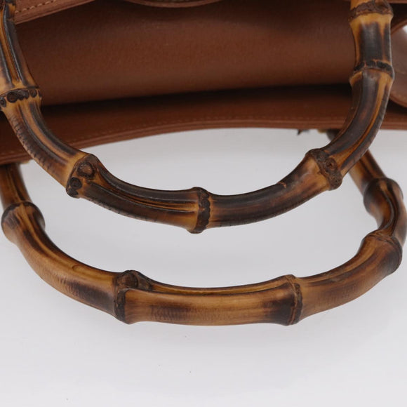 GUCCI Bamboo Hand Bag Leather Brown Gold 002 2853 0260 0 Auth am10871