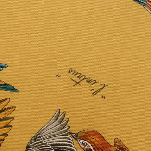 HERMES Carre 90 Scarf ""L'INTRUS"" Silk Yellow Auth am10872V