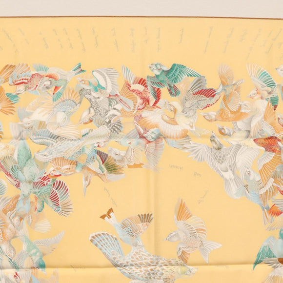 HERMES Carre 90 Scarf ""L'INTRUS"" Silk Yellow Auth am10872V
