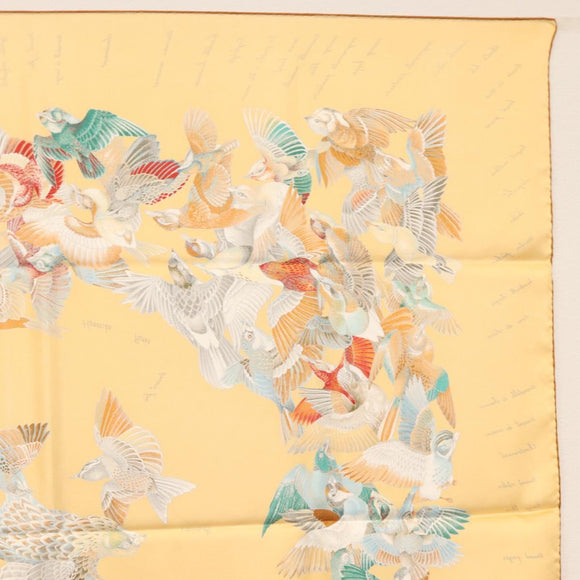 HERMES Carre 90 Scarf ""L'INTRUS"" Silk Yellow Auth am10872V