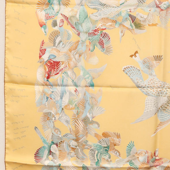 HERMES Carre 90 Scarf ""L'INTRUS"" Silk Yellow Auth am10872V