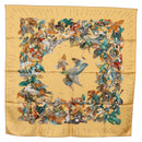 HERMES Carre 90 Scarf ""L'INTRUS"" Silk Yellow Auth am10872V-1