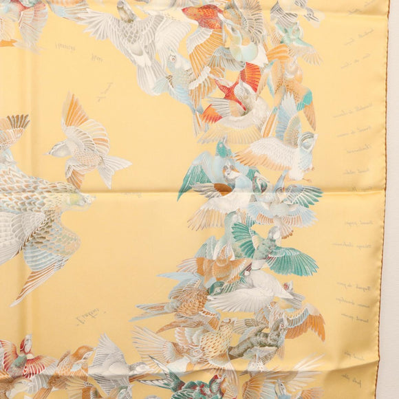 HERMES Carre 90 Scarf ""L'INTRUS"" Silk Yellow Auth am10872V