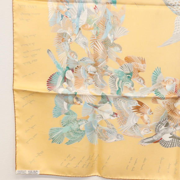 HERMES Carre 90 Scarf ""L'INTRUS"" Silk Yellow Auth am10872V