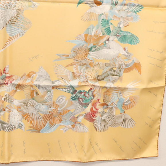 HERMES Carre 90 Scarf ""L'INTRUS"" Silk Yellow Auth am10872V