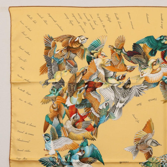 HERMES Carre 90 Scarf ""L'INTRUS"" Silk Yellow Auth am10872V