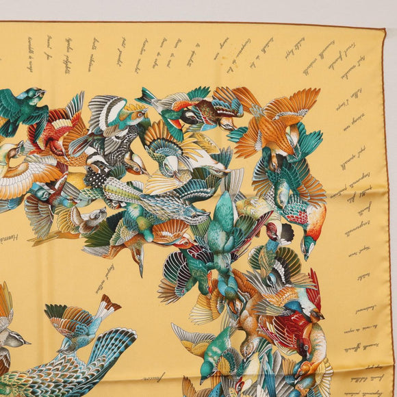 HERMES Carre 90 Scarf ""L'INTRUS"" Silk Yellow Auth am10872V