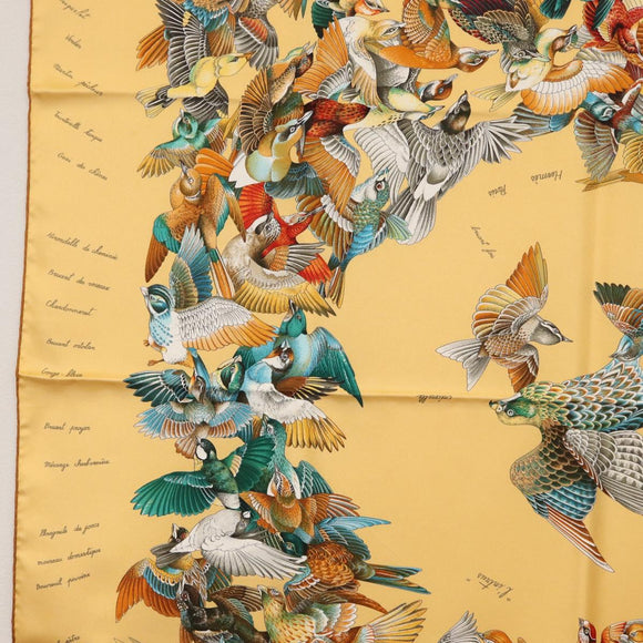 HERMES Carre 90 Scarf ""L'INTRUS"" Silk Yellow Auth am10872V