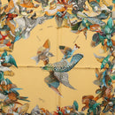 HERMES Carre 90 Scarf ""L'INTRUS"" Silk Yellow Auth am10872V-6