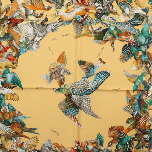 HERMES Carre 90 Scarf ""L'INTRUS"" Silk Yellow Auth am10872V