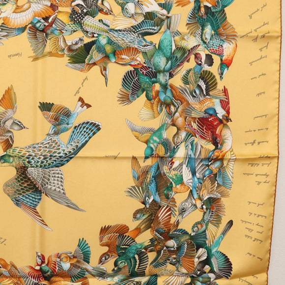 HERMES Carre 90 Scarf ""L'INTRUS"" Silk Yellow Auth am10872V