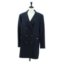 CHANEL Double Breasted jacket Coat cotton Navy CC Auth am10874V-1