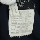 CHANEL Double Breasted jacket Coat cotton Navy CC Auth am10874V-10