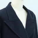 CHANEL Double Breasted jacket Coat cotton Navy CC Auth am10874V-5