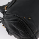 Chloe Paddington Hand Bag Leather Black Gold Silver Auth am10875SAV-8