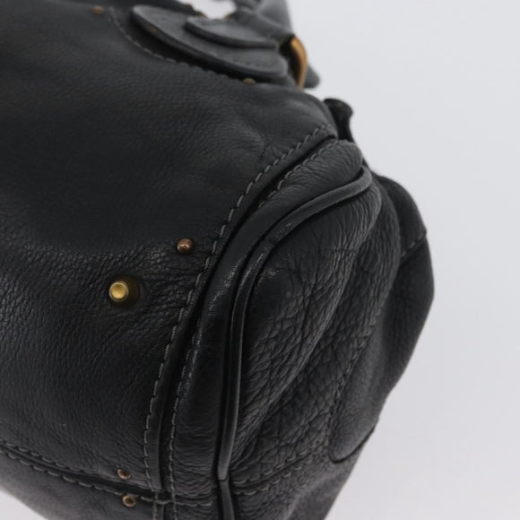 Chloe Paddington Hand Bag Leather Black Gold Silver Auth am10875SAV