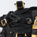 Chloe Paddington Hand Bag Leather Black Gold Silver Auth am10875SAV-19