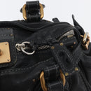 Chloe Paddington Hand Bag Leather Black Gold Silver Auth am10875SAV-20