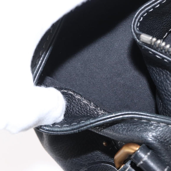 Chloe Paddington Hand Bag Leather Black Gold Silver Auth am10875SAV