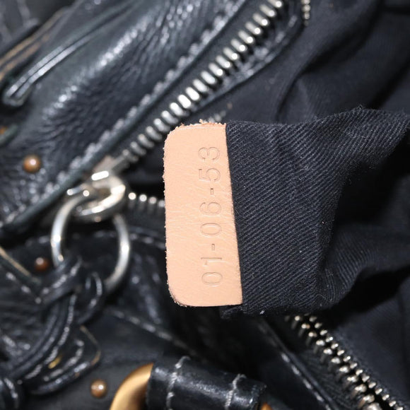 Chloe Paddington Hand Bag Leather Black Gold Silver Auth am10875SAV