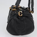 Chloe Paddington Hand Bag Leather Black Gold Silver Auth am10875SAV-3