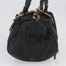 Chloe Paddington Hand Bag Leather Black Gold Silver Auth am10875SAV-4