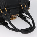 Chloe Paddington Hand Bag Leather Black Gold Silver Auth am10875SAV-7