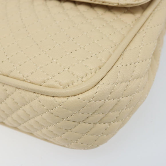 BALLY Chain Shoulder Bag Leather Beige Gold Auth am10887V