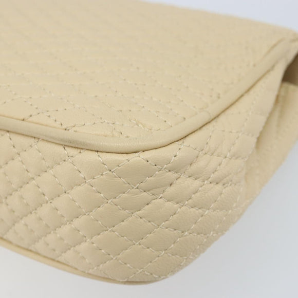 BALLY Chain Shoulder Bag Leather Beige Gold Auth am10887V