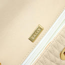 BALLY Chain Shoulder Bag Leather Beige Gold Auth am10887V-18