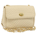 BALLY Chain Shoulder Bag Leather Beige Gold Auth am10887V-1
