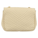 BALLY Chain Shoulder Bag Leather Beige Gold Auth am10887V-2
